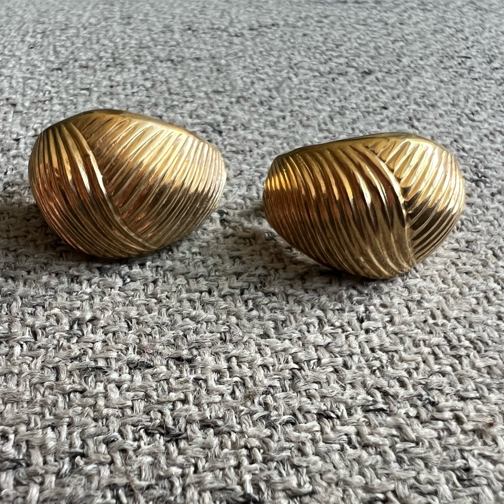 Christian Dior Vintage Gold Tonetextured Earrings
